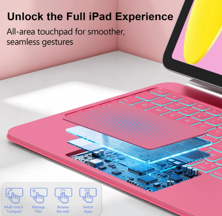 Keyboard Case for iPad (A16) 11th/10th Gen - Hot Pink - photo 5