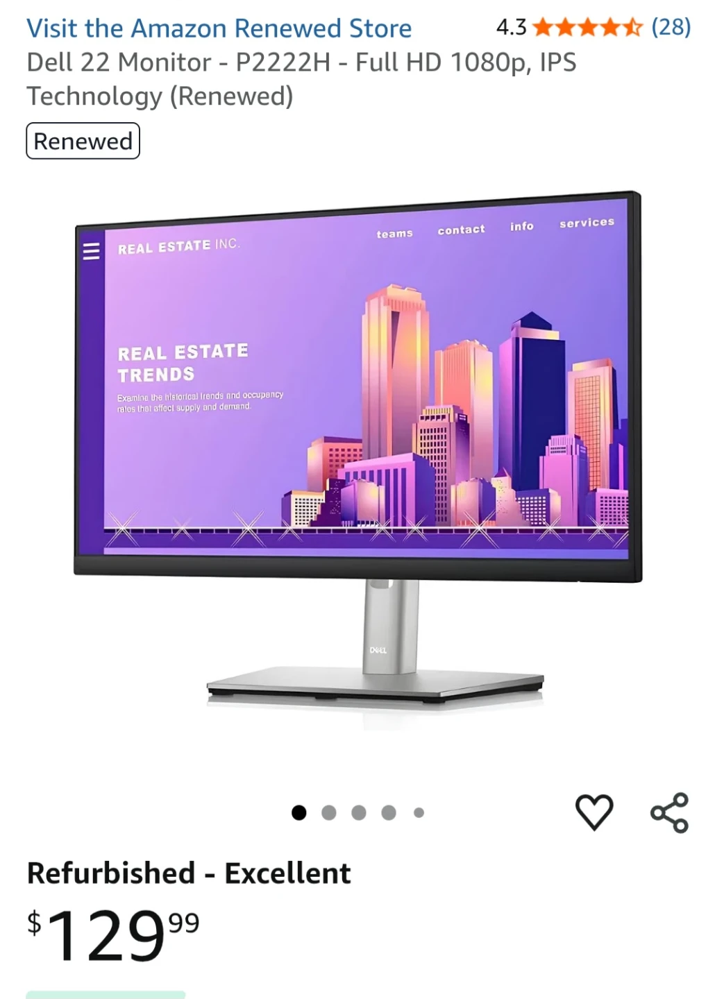 Dell P2222H 22" Full HD 1080P Monitor