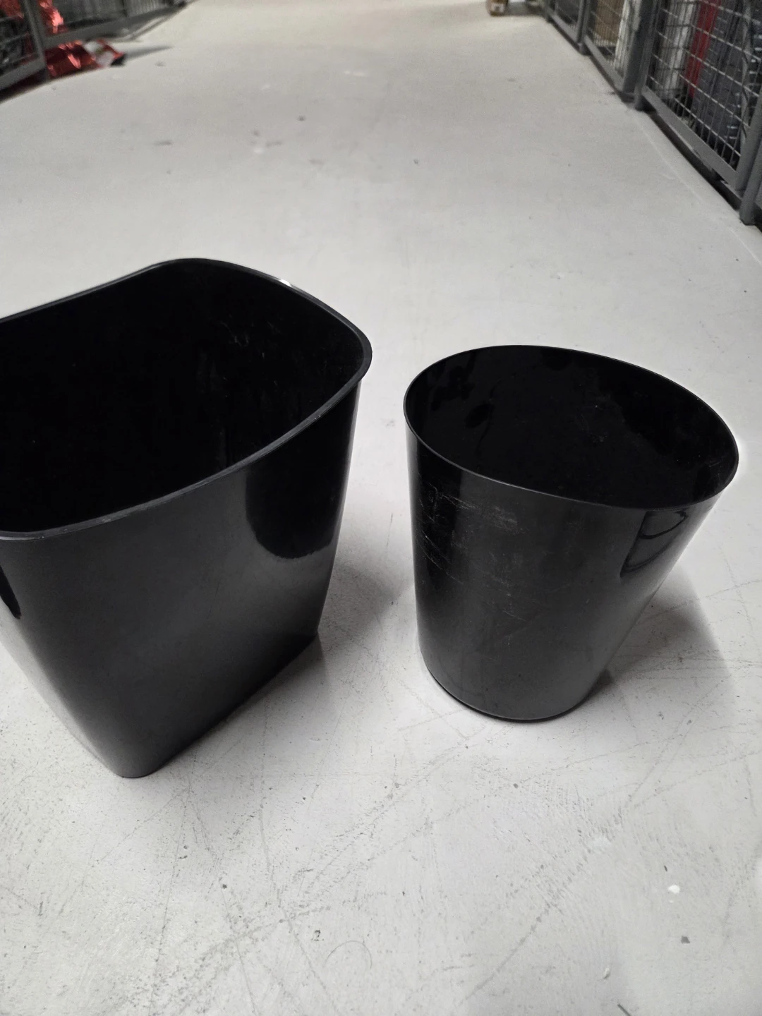 Set of 2 Black Plastic Trash Cans