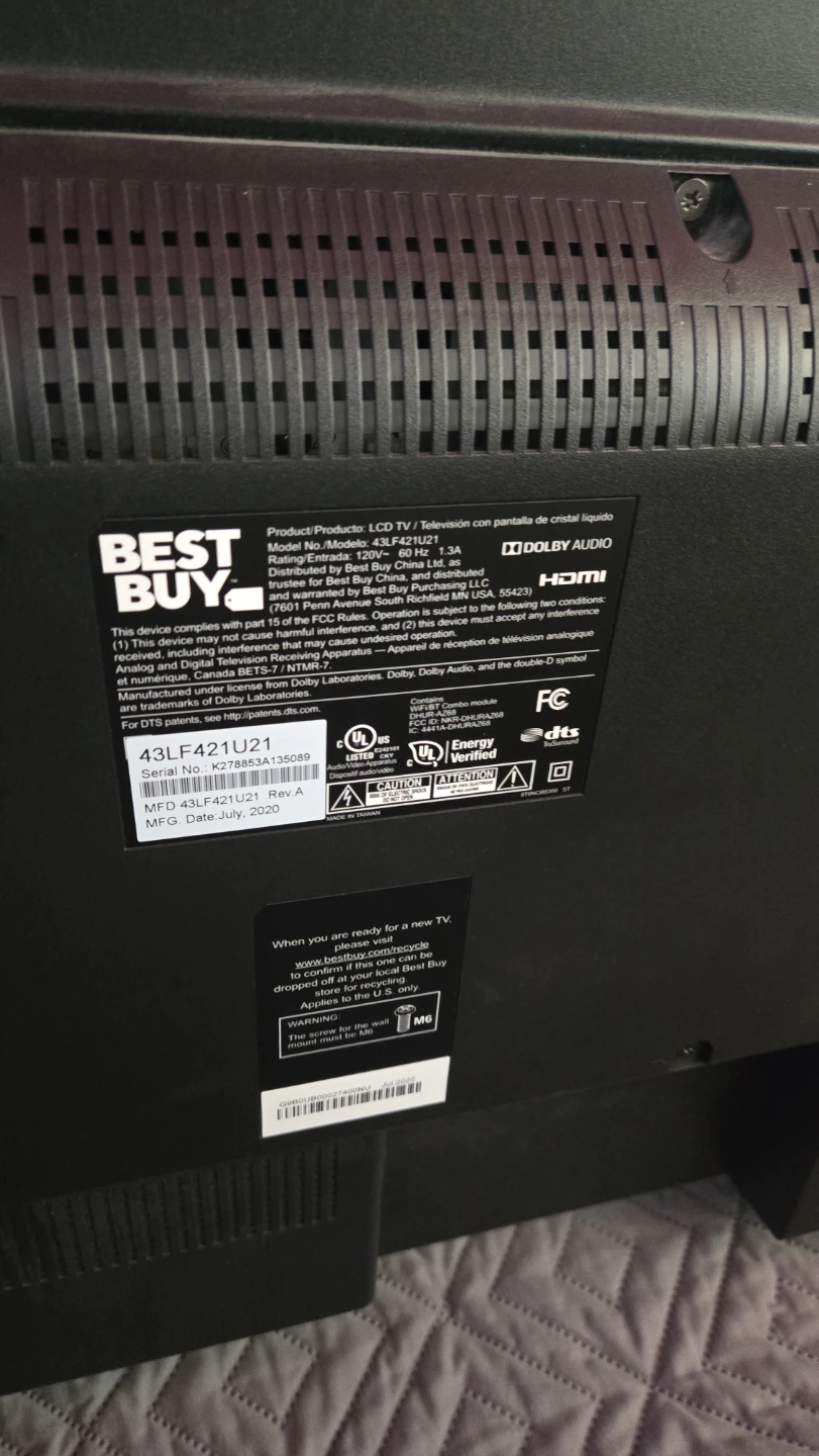 TOSHIBA 43" LCD TV 43LF421U21