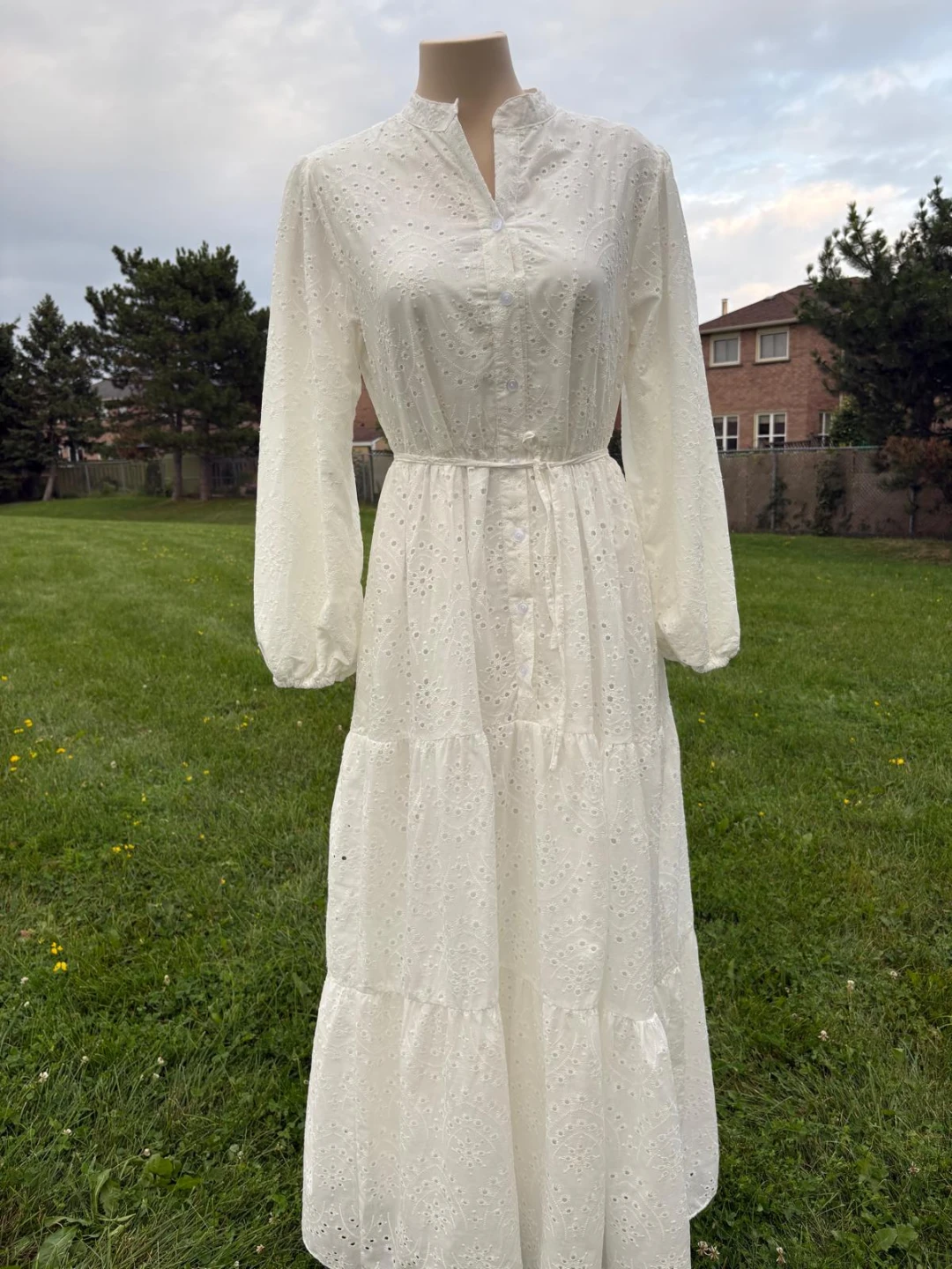 White Broderie Anglaise Midi Dress