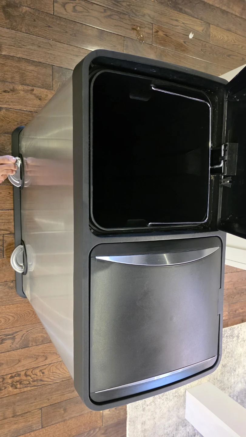 Brushed Stainless Steel Dual Compartment Kitchen Bin - photo 4