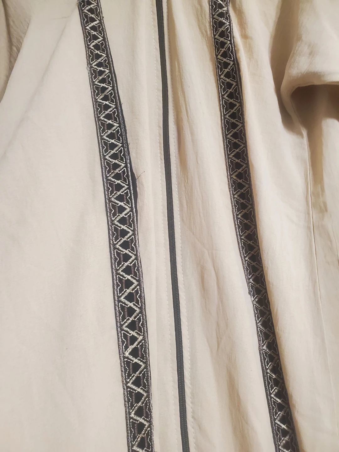 Beige Kaftan with Black and White Trim