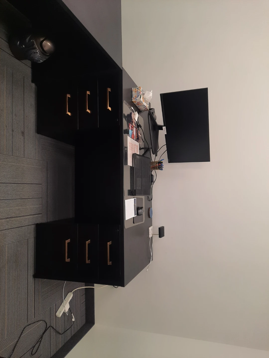 Black L-Shaped Desk with Hutch - photo 5