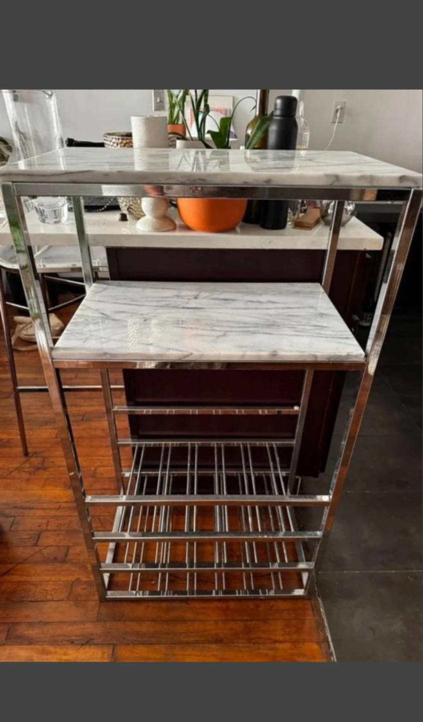 (FREE DELIVERY) Chrome and Marble Bar Cart / Shelf Unit