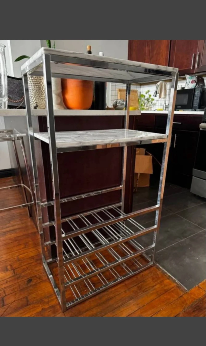 (FREE DELIVERY) Chrome and Marble Bar Cart / Shelf Unit - photo 2