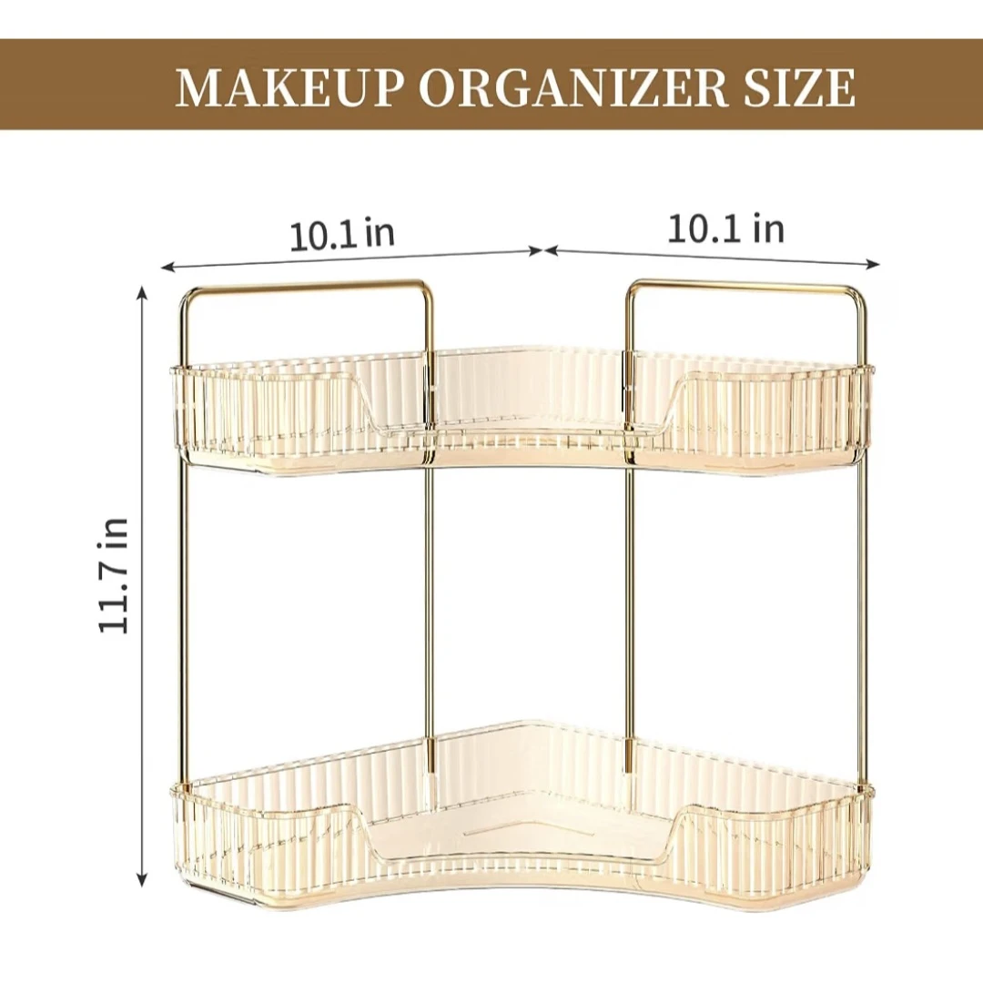 Gold Corner Makeup Organizer Shelf