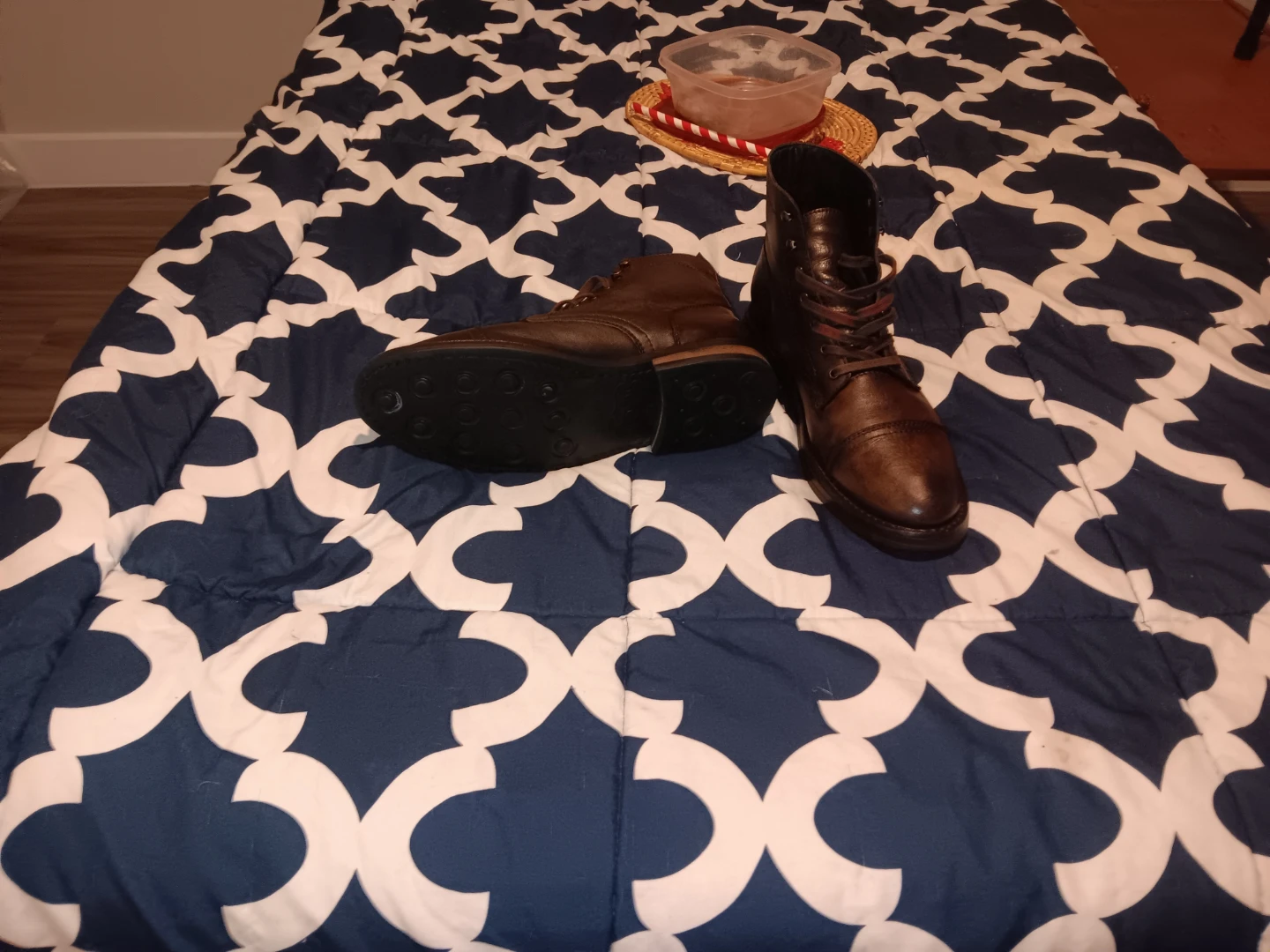 Brown Cap Toe Lace-up Boots