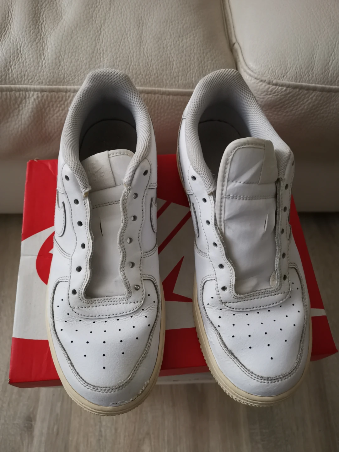 Nike Air Force 1 White Leather Sneakers - photo 2
