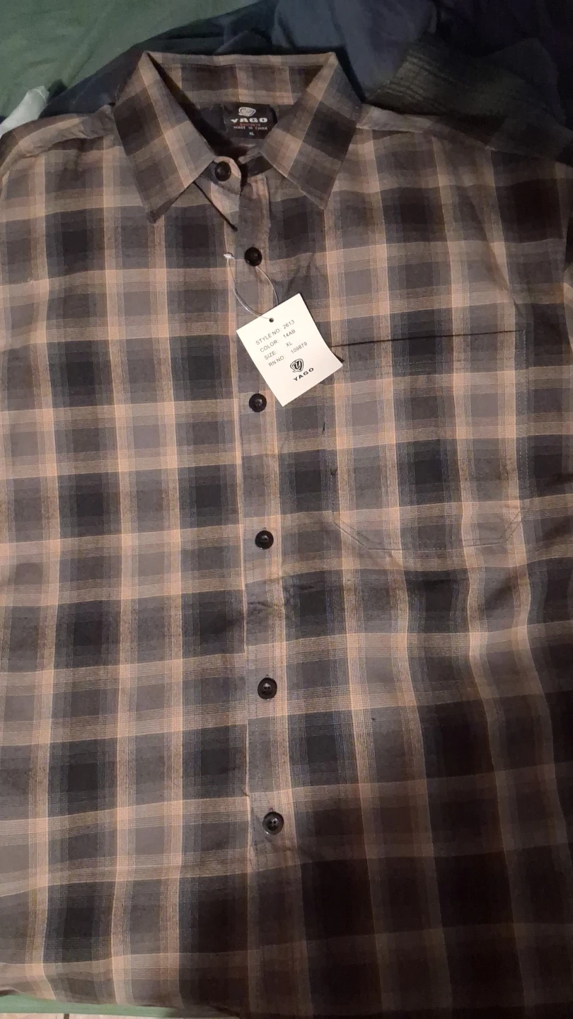 YAGO Plaid Button-Up Shirt XL