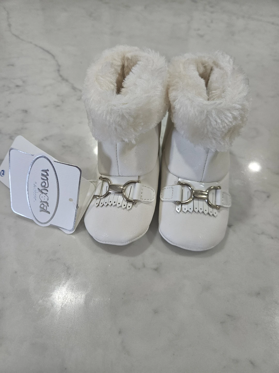 Mayoral Newborn Baby Boots - Cream - Size 19