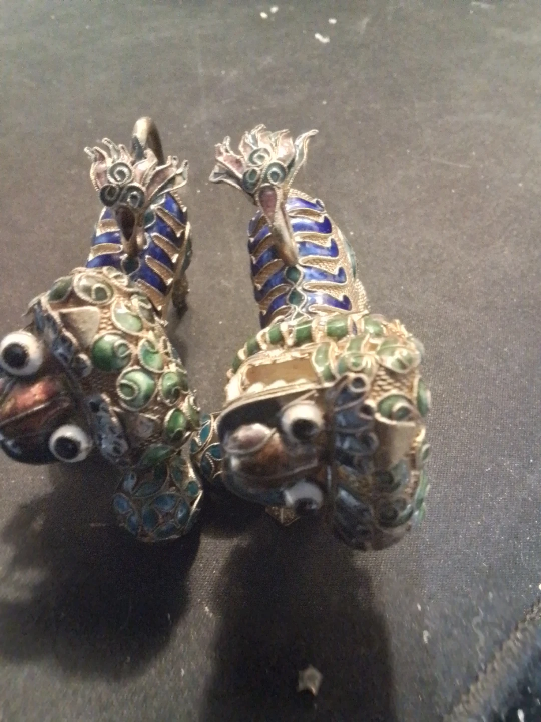 Antique Cloisonné Foo Dogs with Balls - photo 5