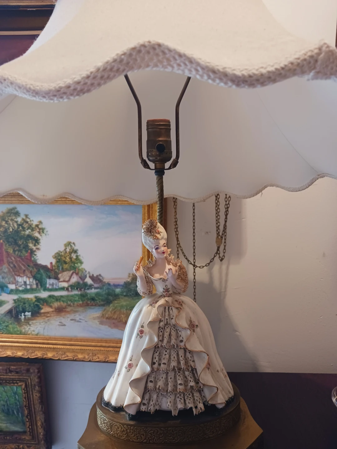 Gorgeous Dresden Porcelain Lamp  Lady Figurine - photo 2