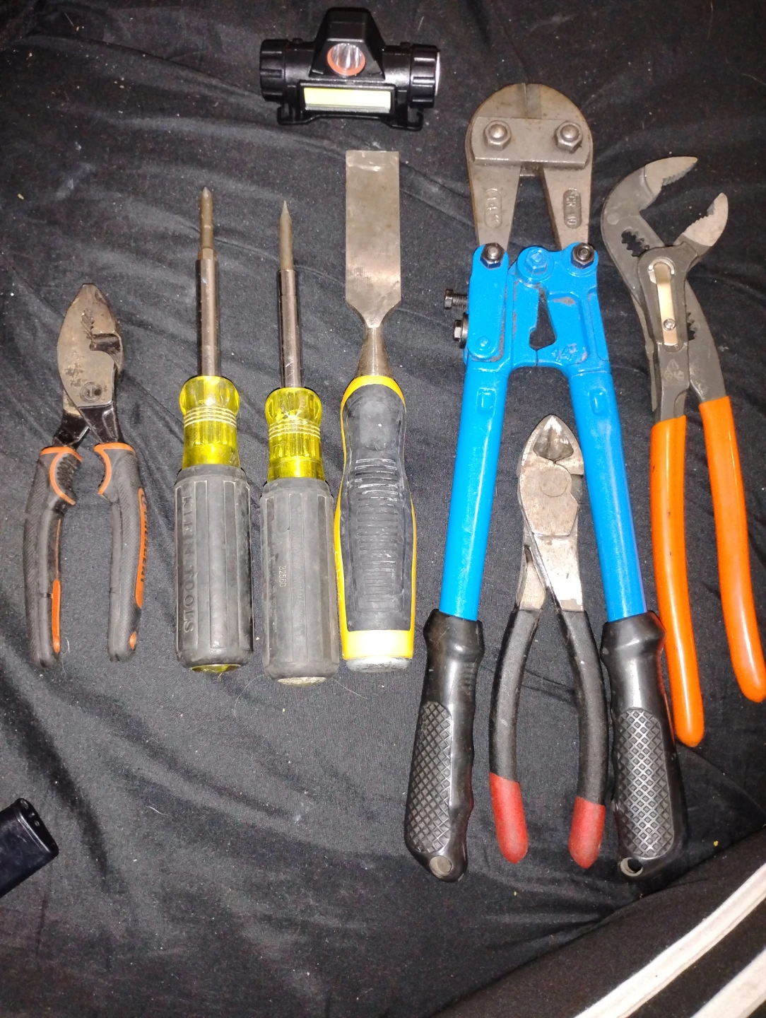 Assor20ted Hand Tools and Clip-On Light