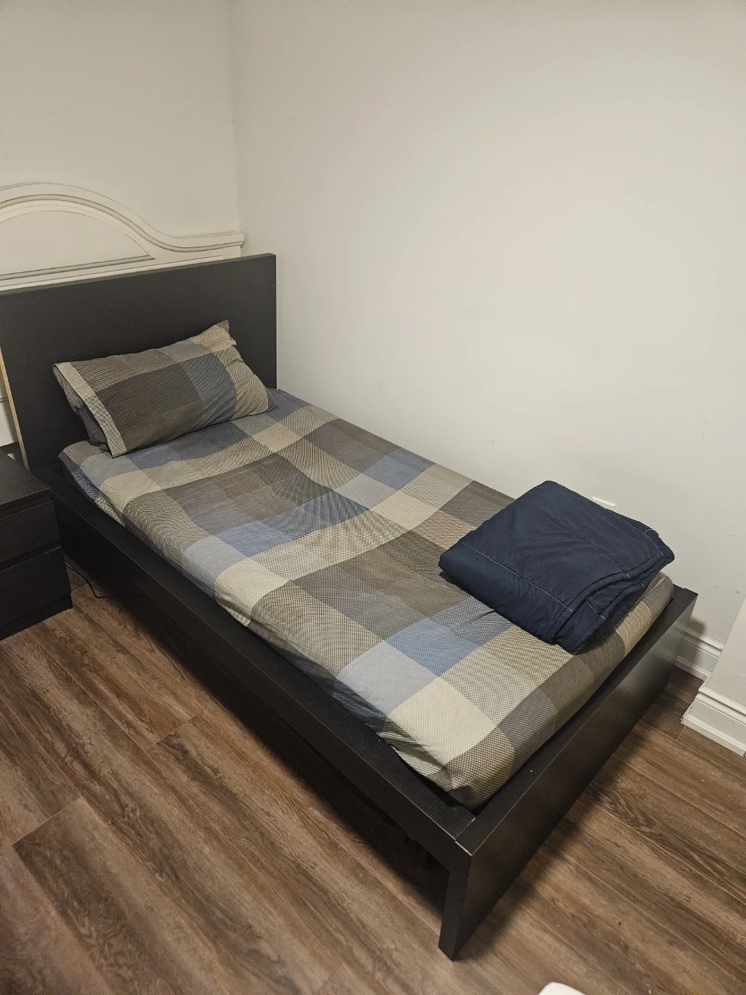IKEA Twin Bed Frame + Mattress + Side Table