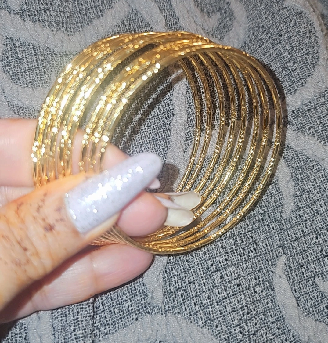 Set of 8 Bangles, 24 Karat gold plated - photo 2