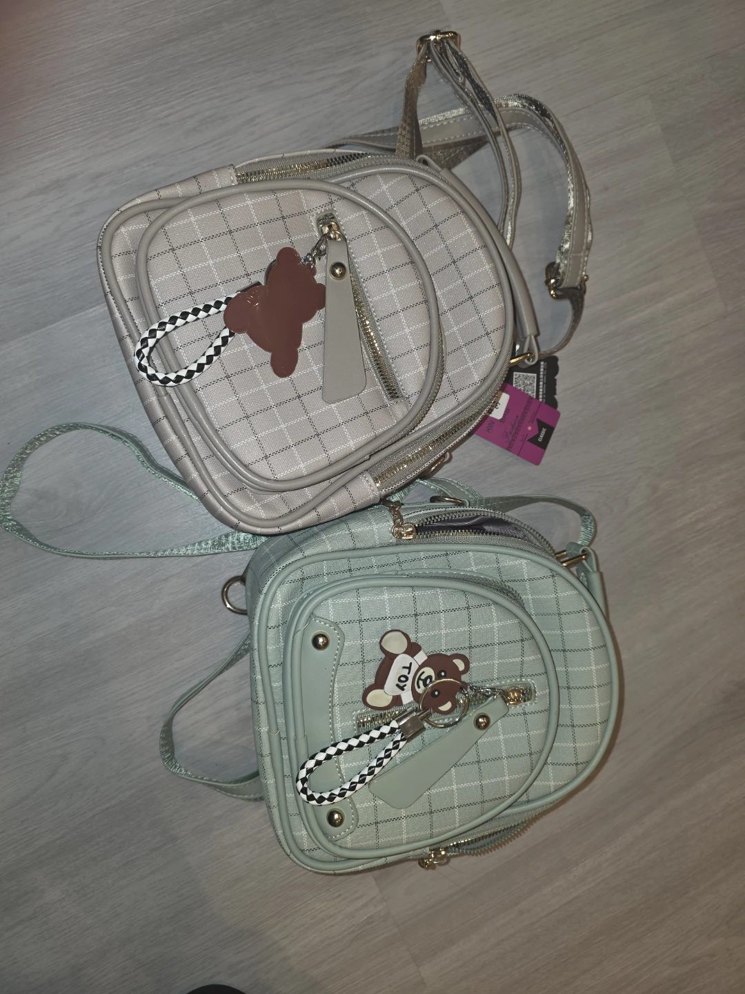 Two Mini Backpacks - Pink & Mint