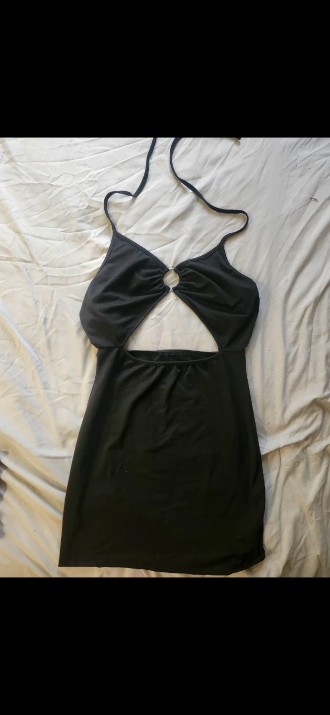 SHEIN black halter neck cutout mini dress