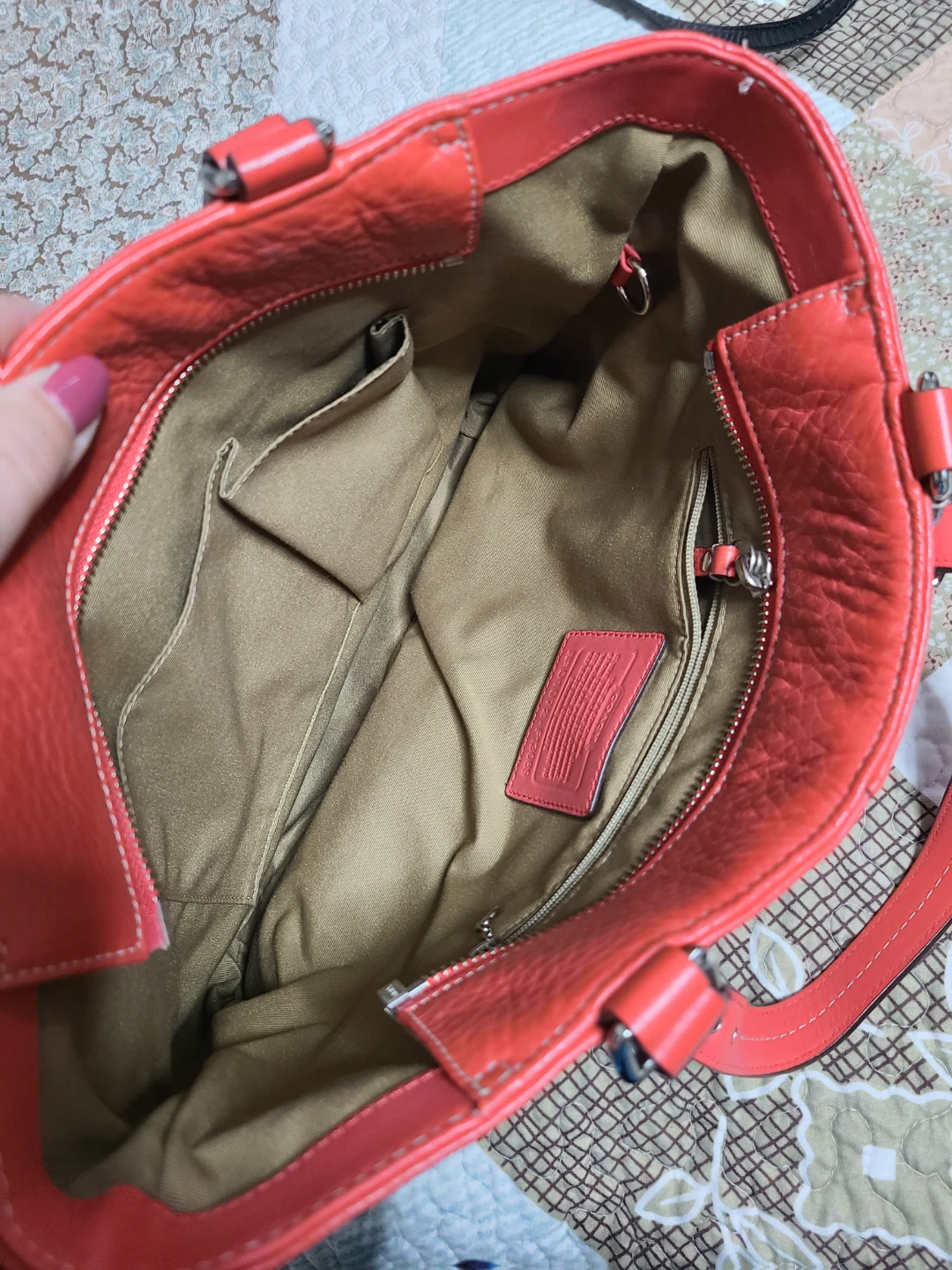 Coach Orange Leather Tote Bag - photo 4