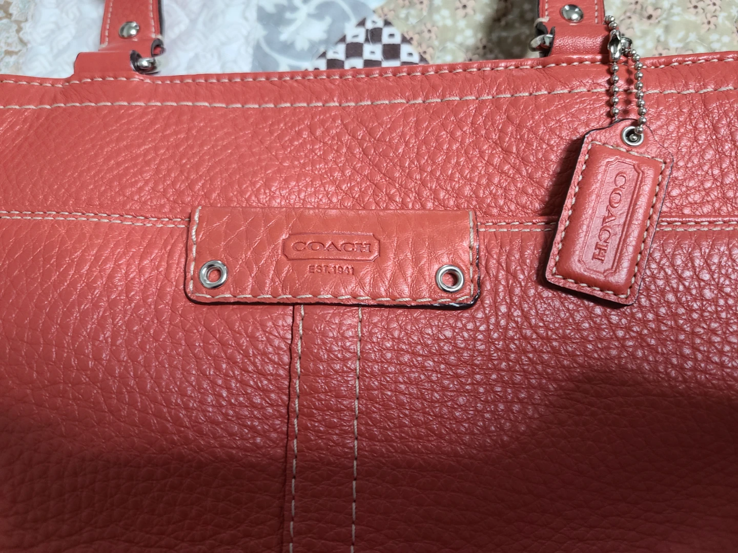 Coach Orange Leather Tote Bag - photo 5