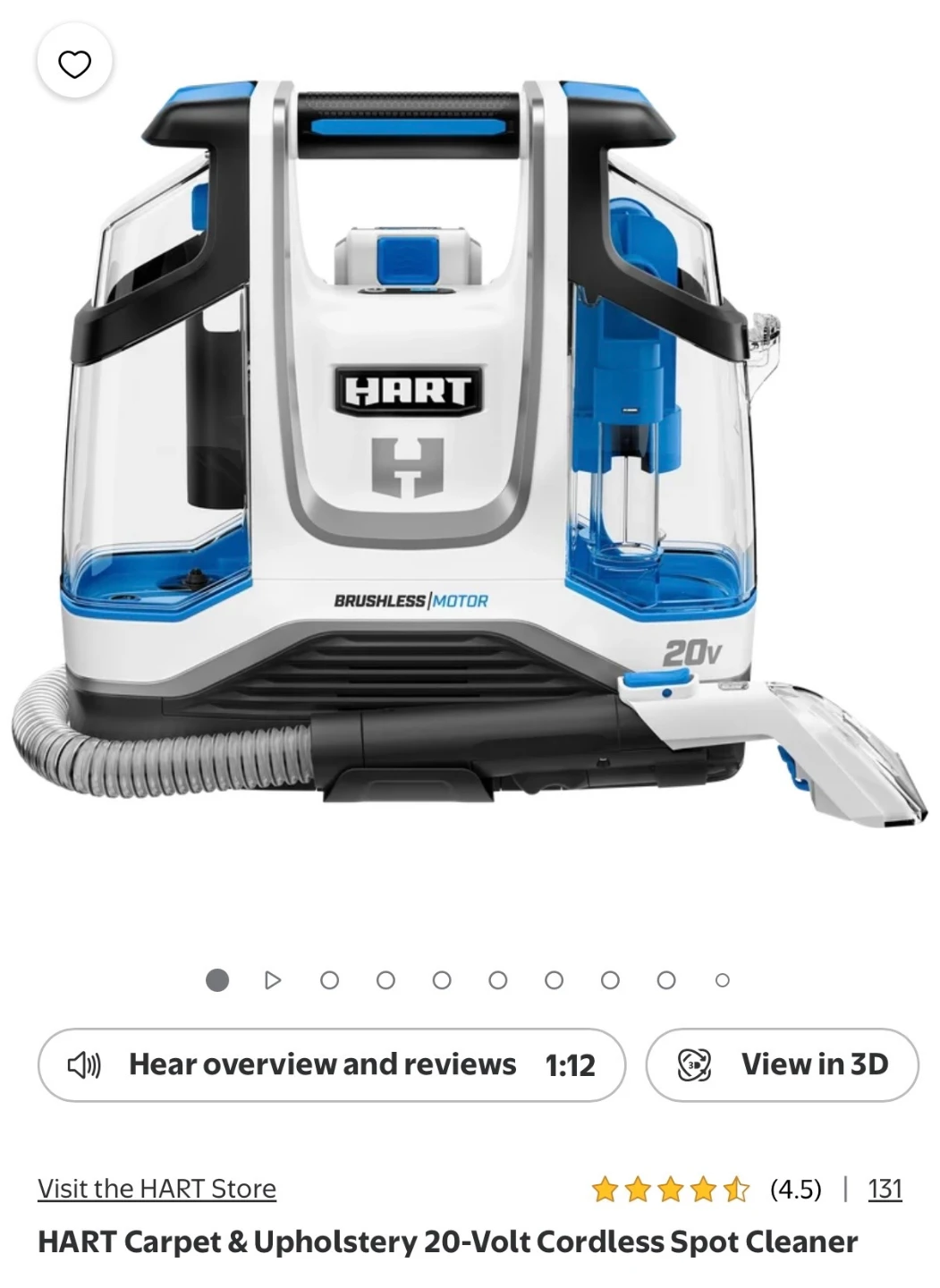 HART 20-Volt Cordless Carpet & Upholstery Cleaner - photo 2