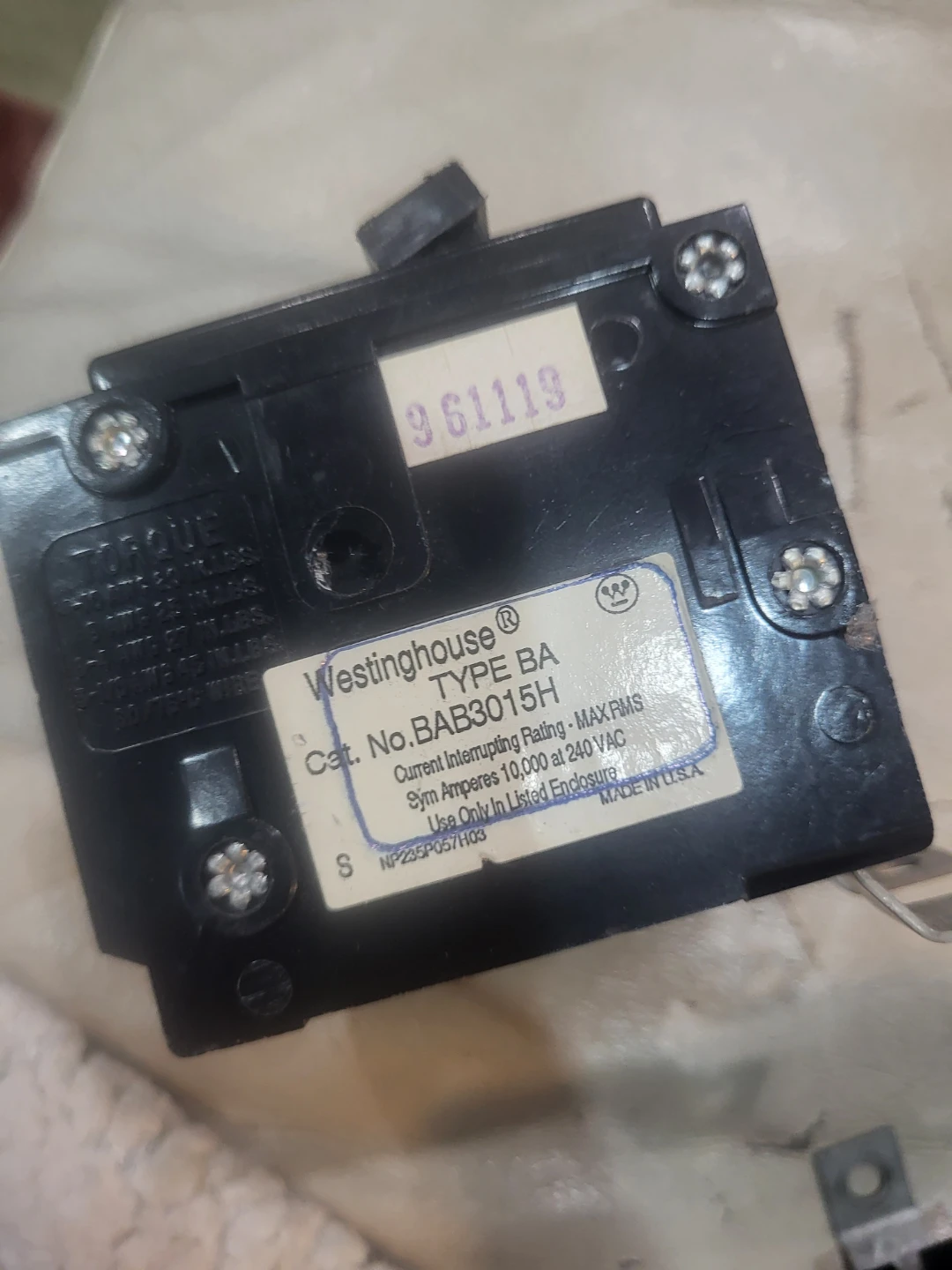 Westinghouse Type BA BAB3015H Circuit Breaker - photo 4
