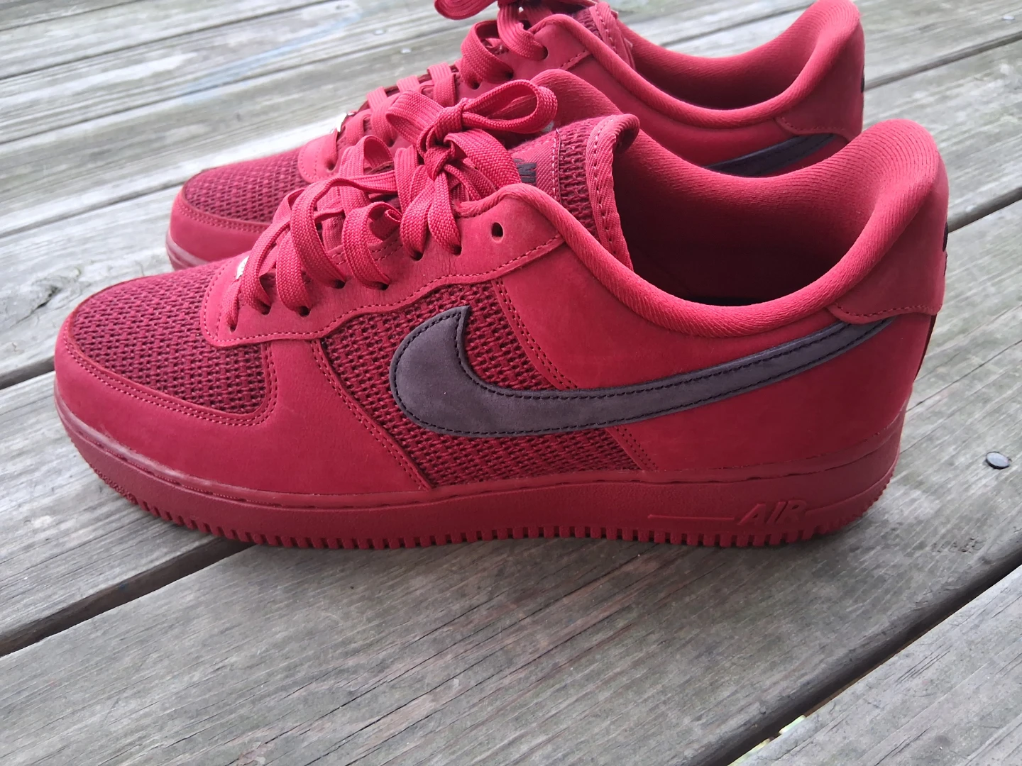 Nike Air Force 1 Red Suede Mesh Sneakers - photo 5