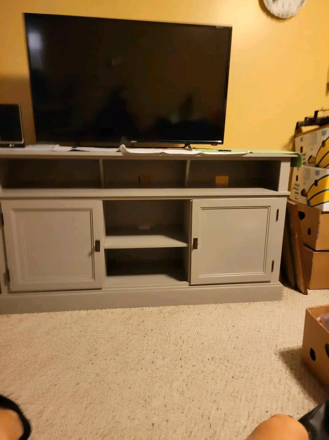 Grey TV Stand with Storage Shelves - photo 3