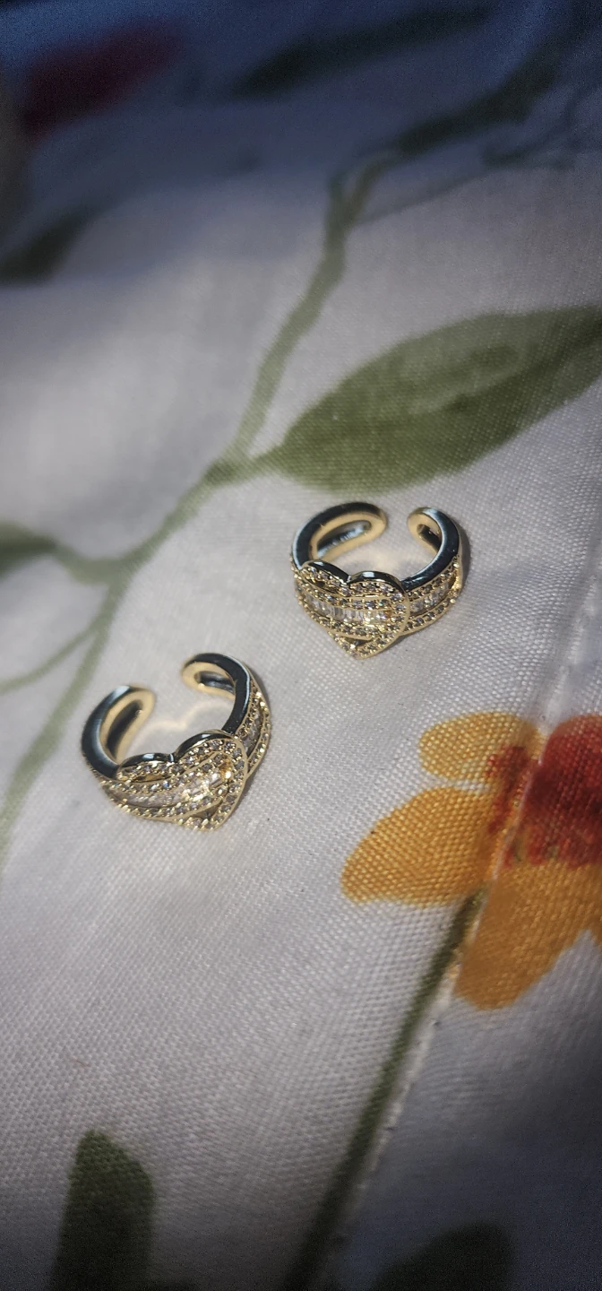Gold plated Heart Ear Cuffs with Crystals - photo 3