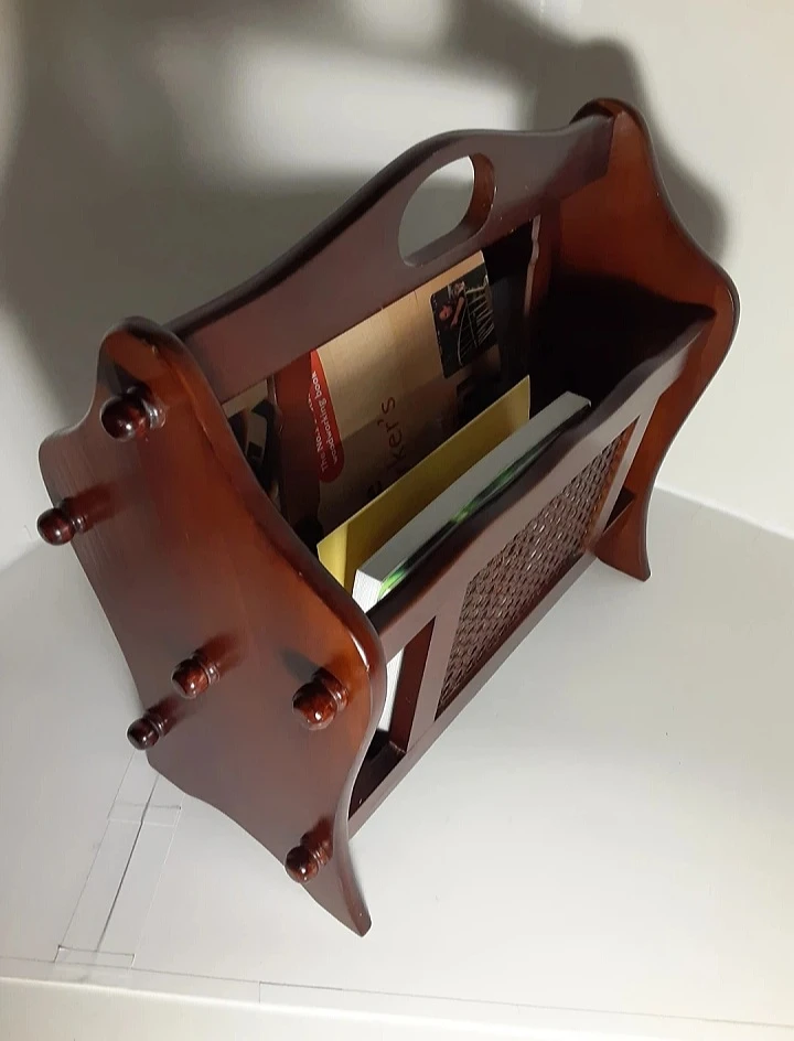 Vintage Wooden Magazine Rack w/Cane Inlay - photo 5
