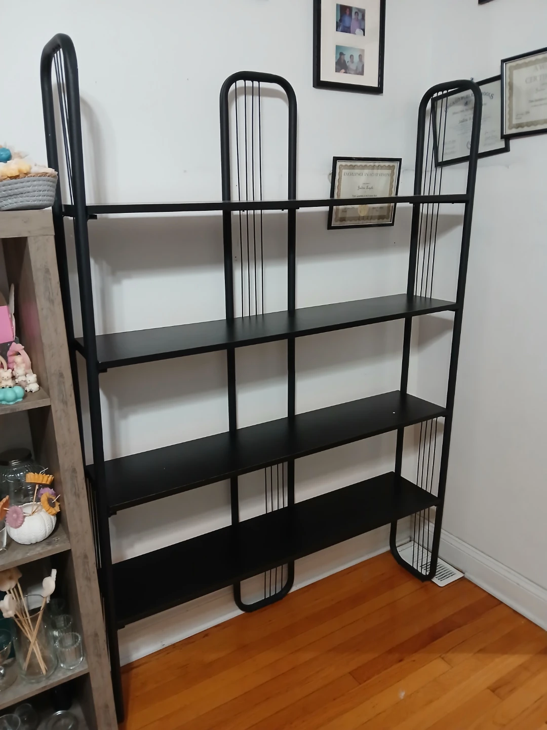 Black Metal 4-Shelf Bookshelf - photo 2