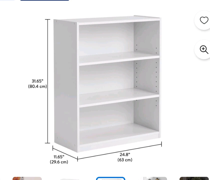 White 3-Shelf Bookcase