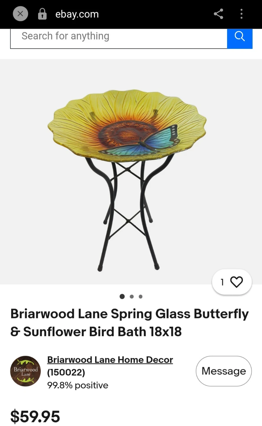 Brand New Glass Yellow Sunflower and Blue Bird Bath - photo 3