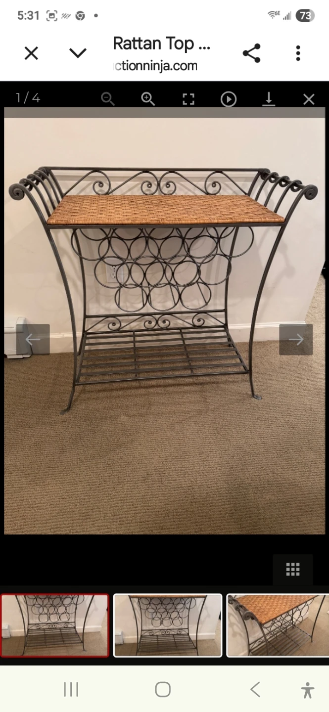 Rattan Top Metal Wine Rack Shelf - photo 2