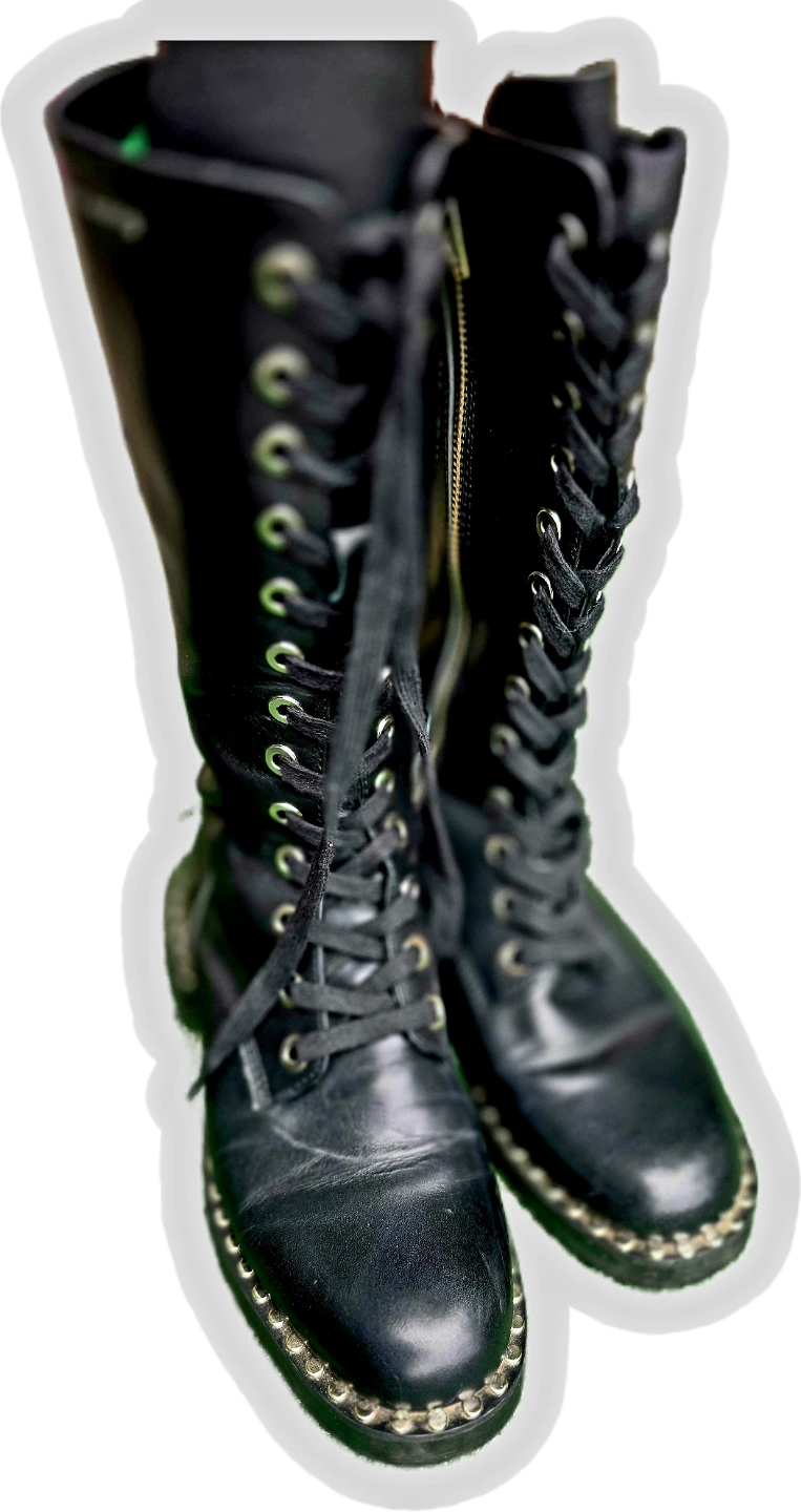 Alexander Wang Black Leather Lace-Up Boots