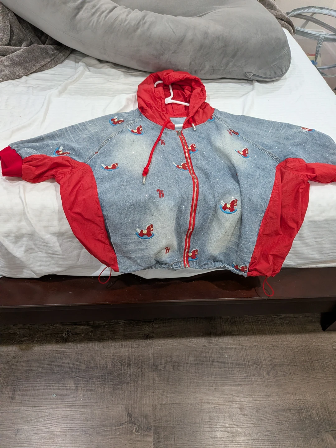 Women's Denim Jacket with Red Accents