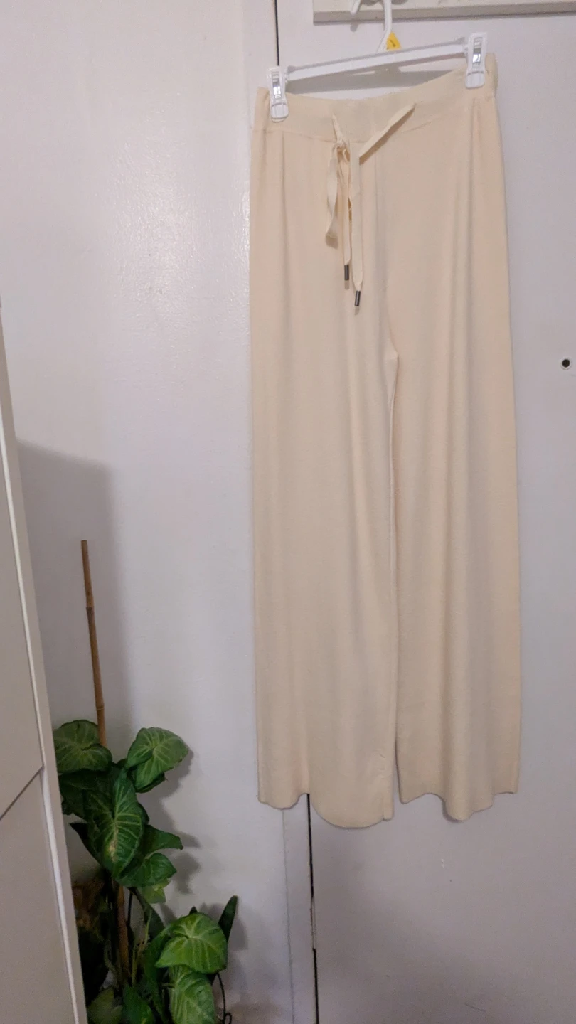 Nali Collection Cream Wide Leg Pants Size S