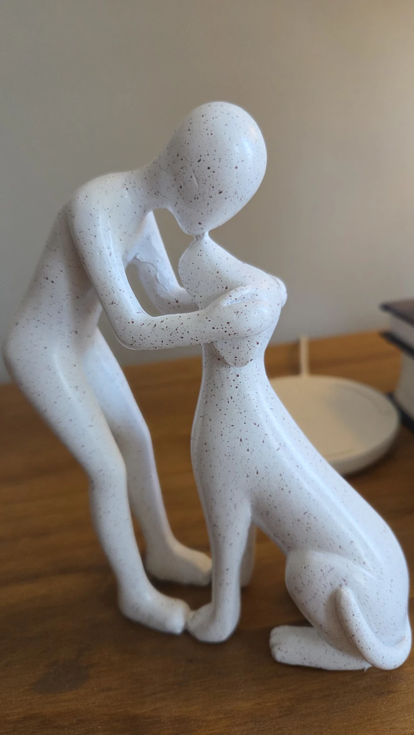 Bestfriend - Man & Dog Sandstone Statue *new - photo 2
