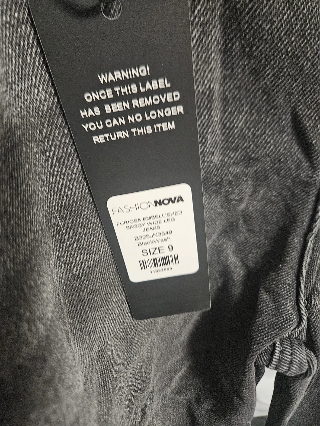 Wide Leg" Jeans Black Wash Size 9 - photo 2