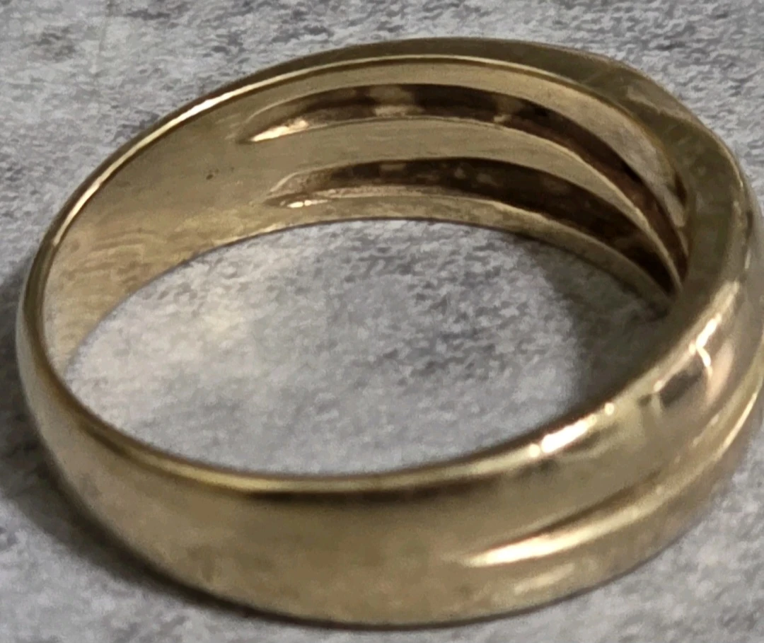 Vintage 10k Gold, 5 Diamond Mens Wedding Band Ring - photo 2