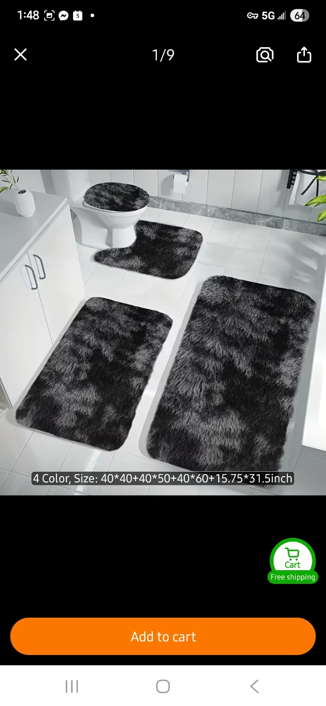 NEW 4-Piece Shaggy Bath Mat Set 🚿 - photo 2
