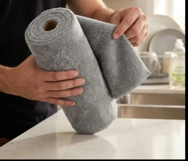 10 pcs Grey Microfibre towel Roll of 50 (total 500 pcs )