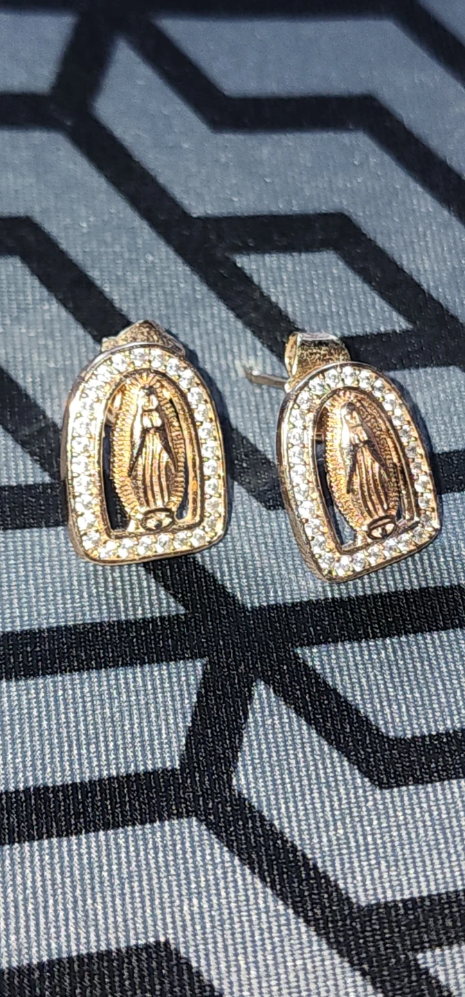 Virgin guadalupe stud Earrings rose gold tone - photo 2