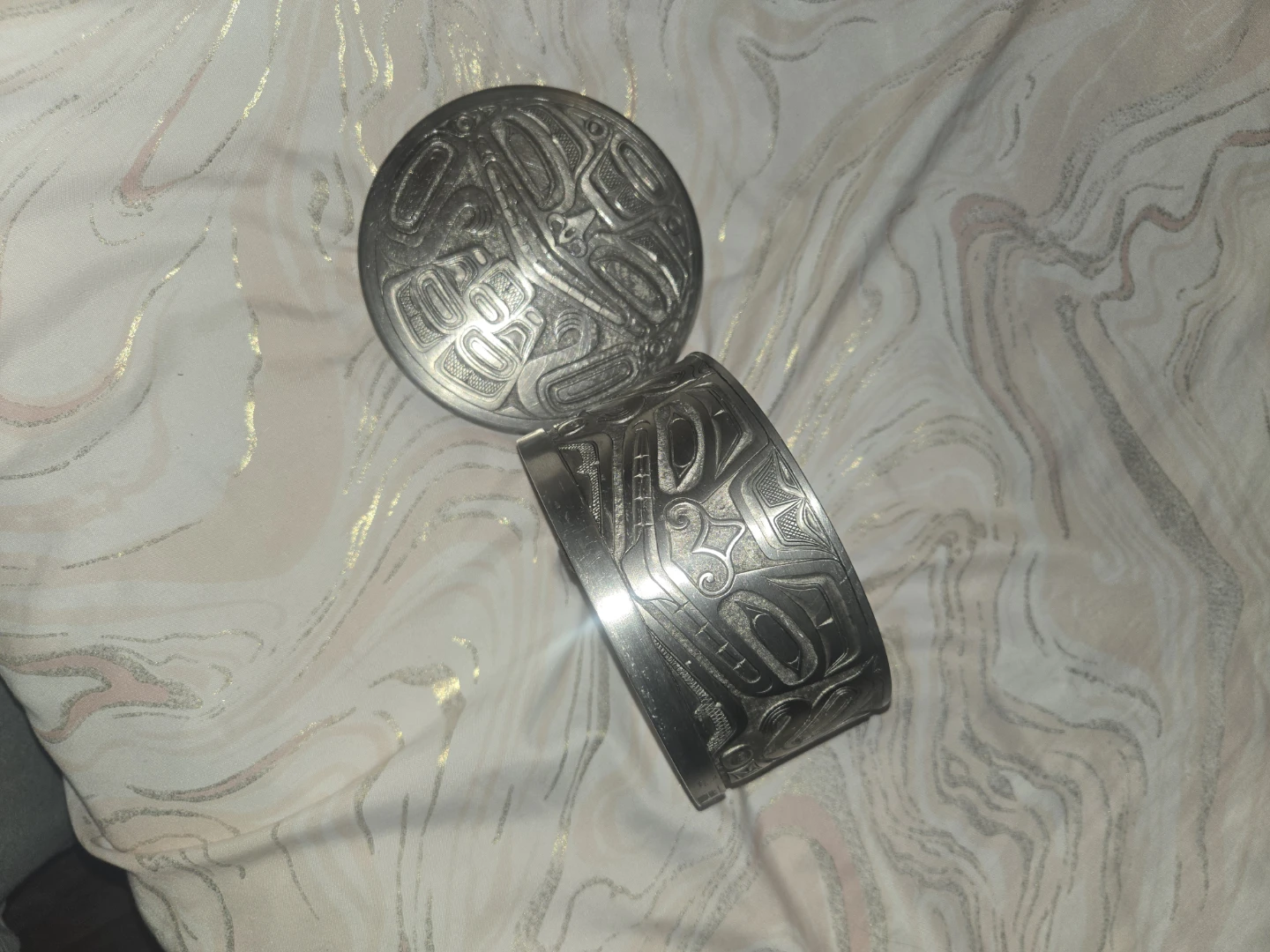 BOMA Round Metal Trinket Box with Indigenous Art - photo 2