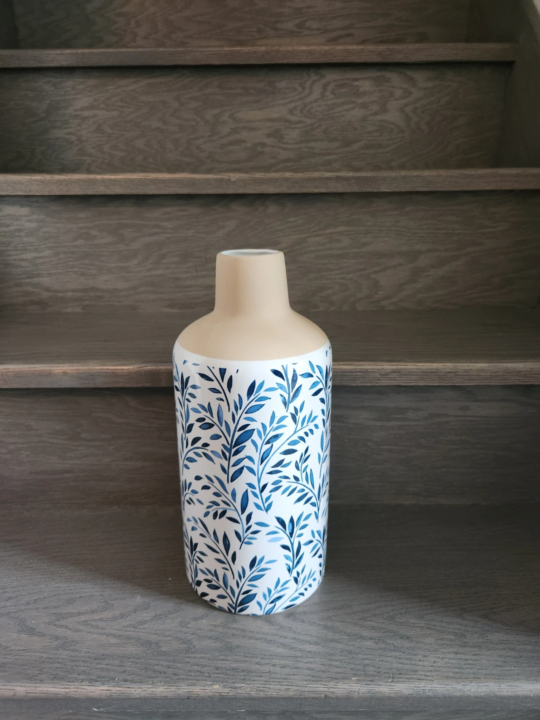 Decorative Vase with Blue Leaf Pattern