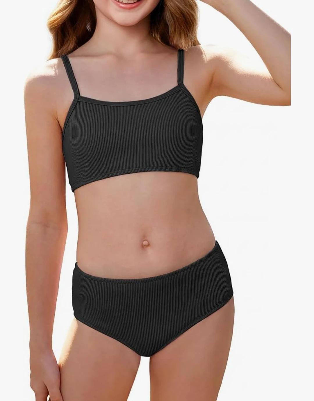 Black ribbed two-piece swimsuit size 150 - photo 5