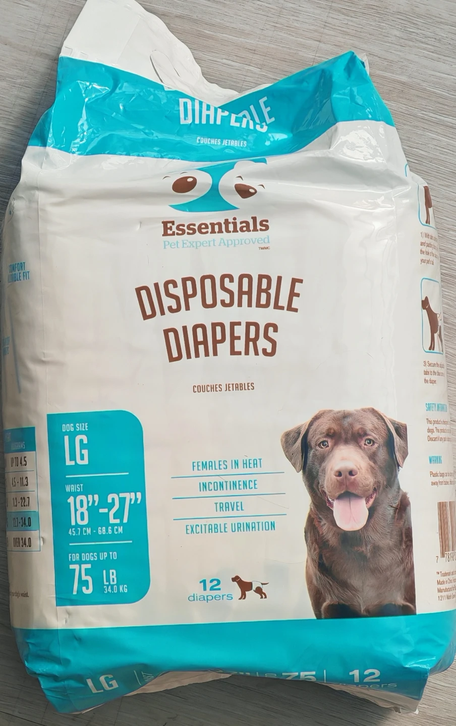 Essentials Pet Expert Approved Disposable Dog Diapers - Large - photo 2