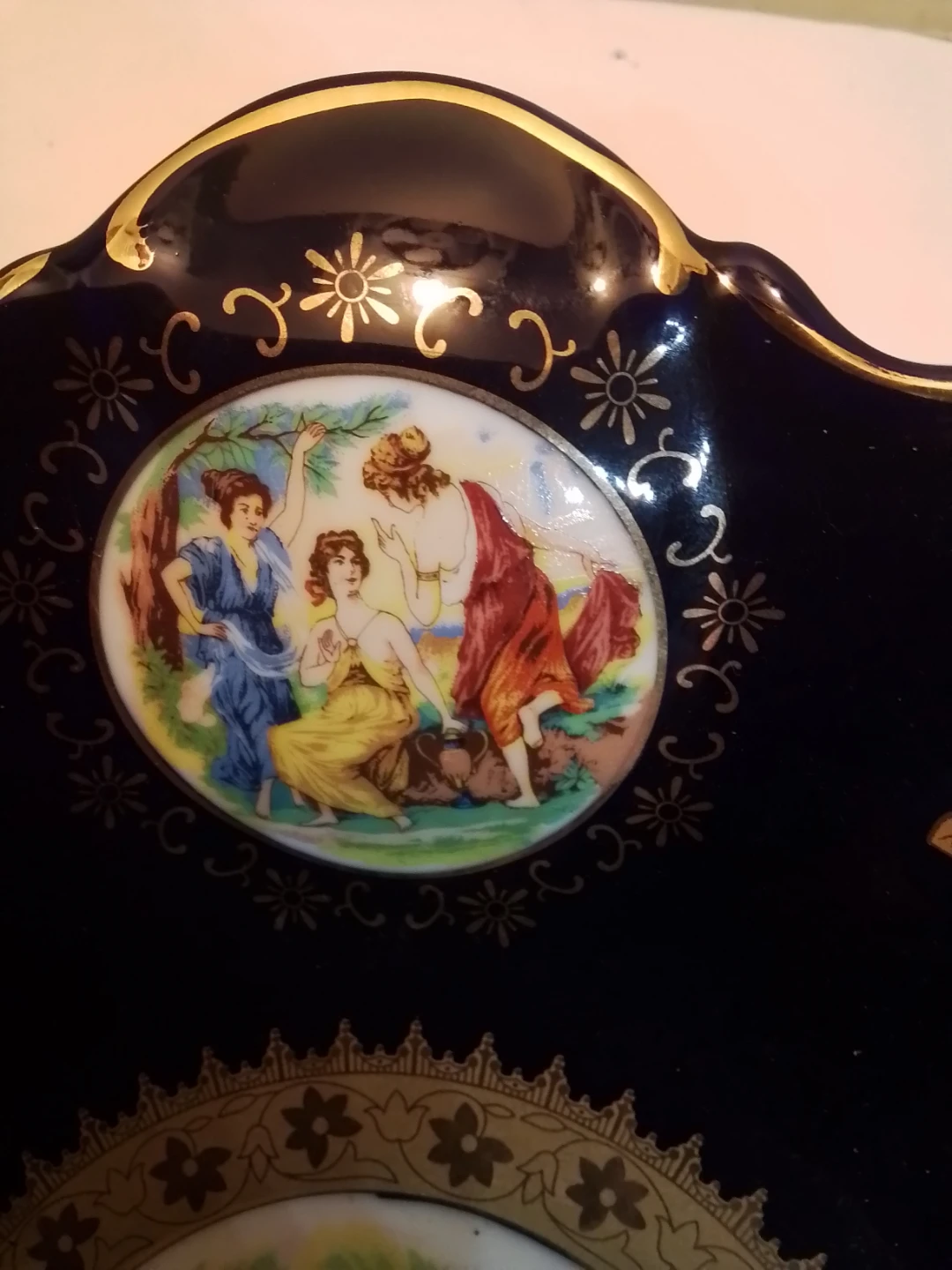 Vintage Czech Cobalt Blue & 24k Gold Centerpiece Bowl - photo 3