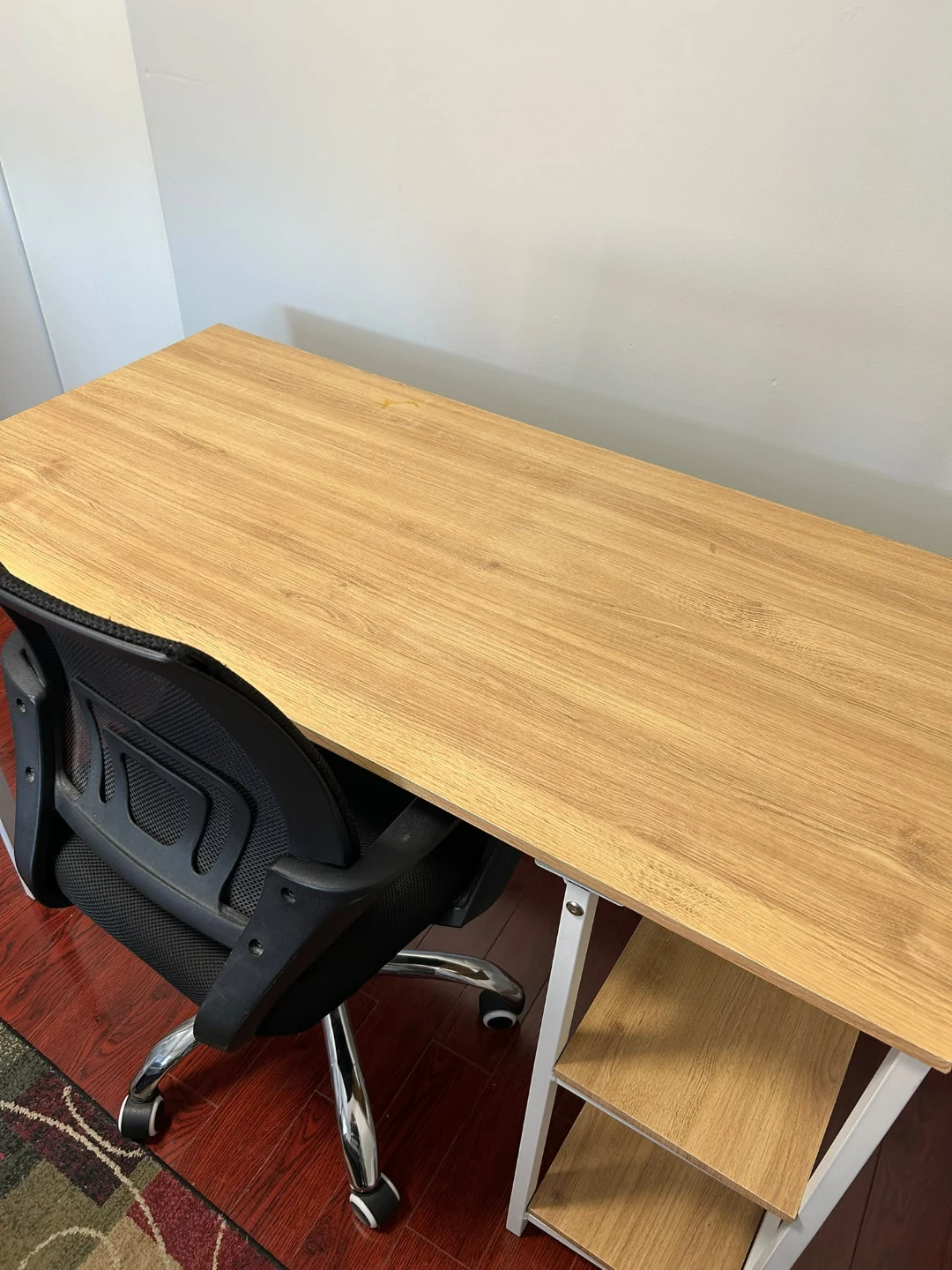 Wooden Top Desk with Shelving + chair - photo 2