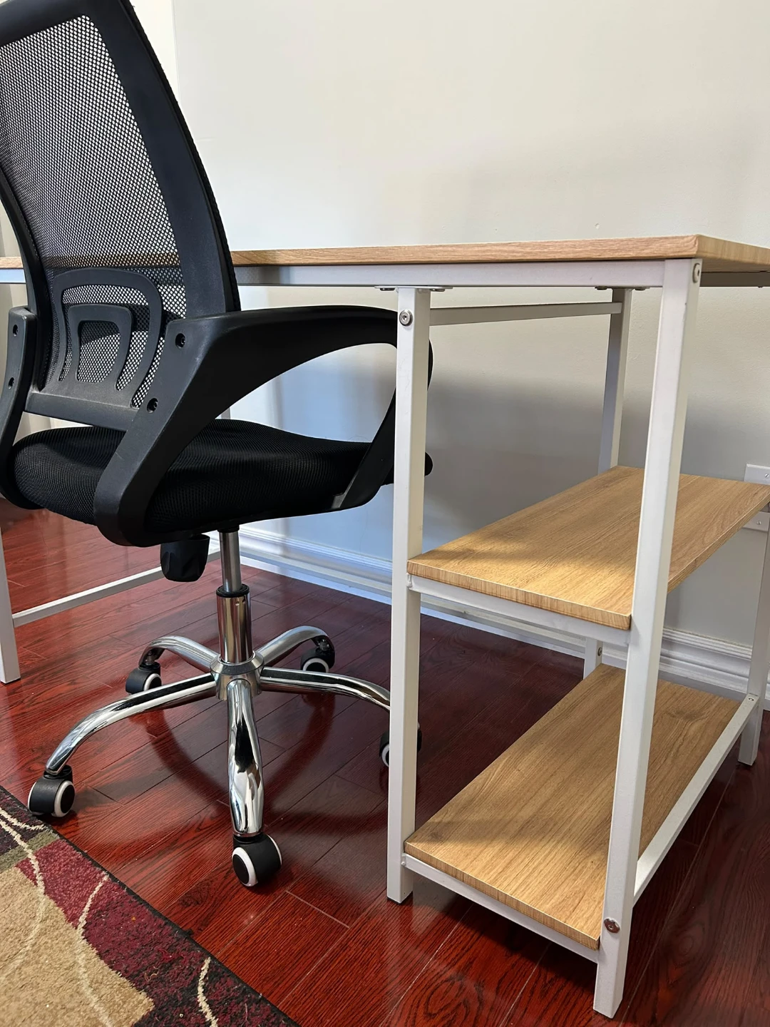 Wooden Top Desk with Shelving + chair - photo 3